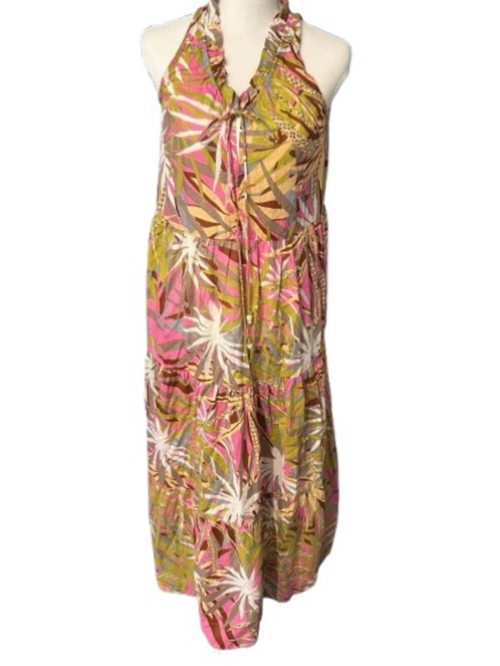 100% Cotton True Destinations Dress Maxi Midi Long Tropical Resort Extra small